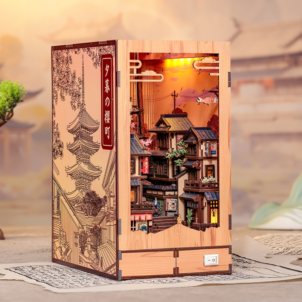 CUTEBEE DIY Book Nook Kit | Twilight Sakura Path