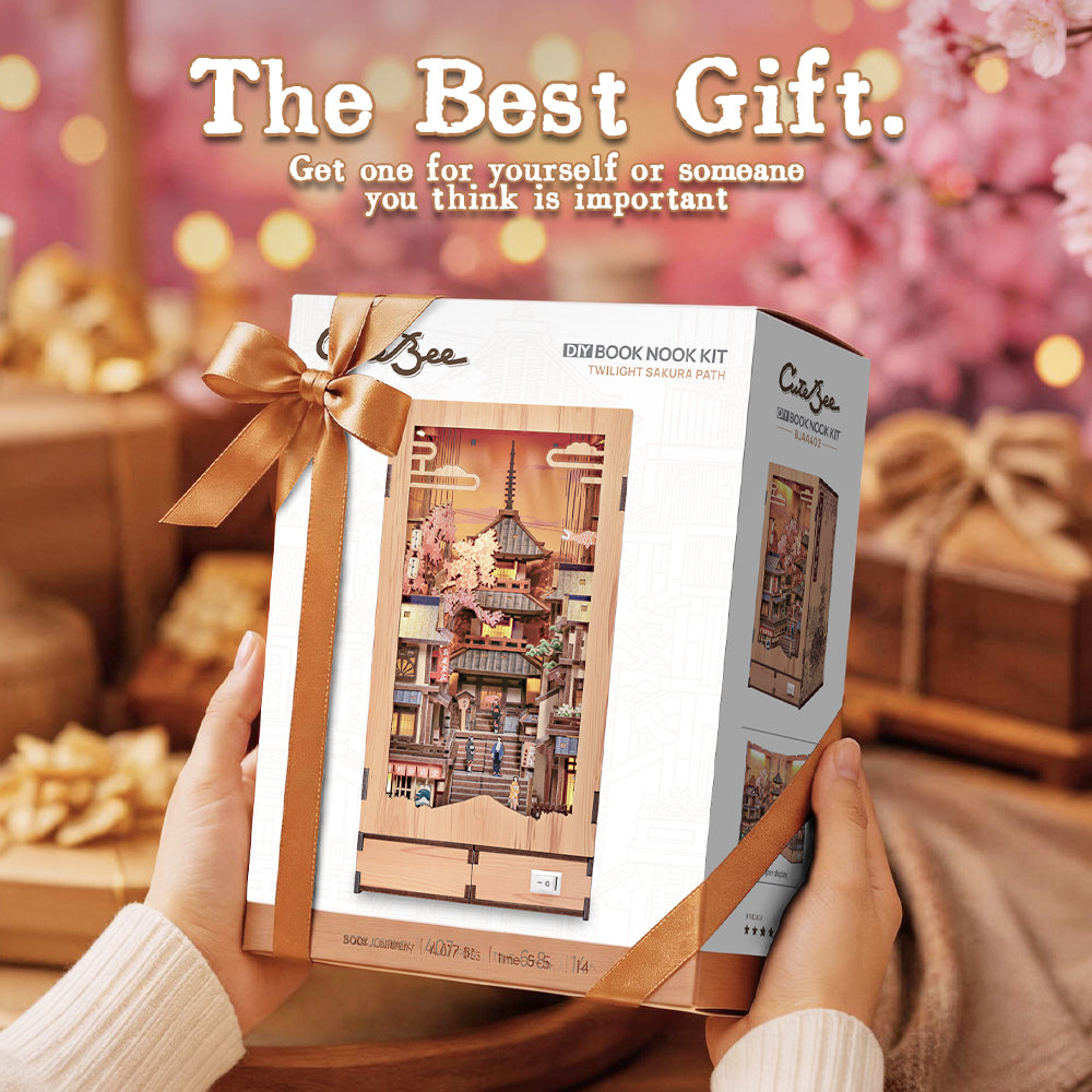 CUTEBEE DIY Book Nook Kit | Twilight Sakura Path