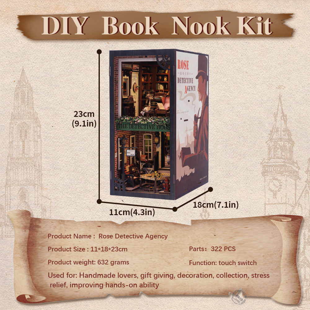 CUTEBEE DIY Book Nook Kit(Rose Detective Agency)