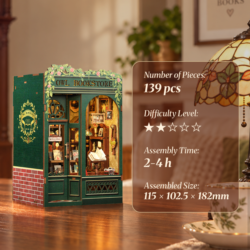 CUTEBEE DIY Book Nook Kit | Owl Bookstore