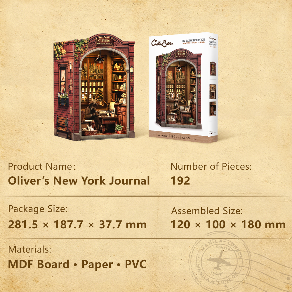 CUTEBEE DIY Book Nook Kit | Oliver's New York Journal
