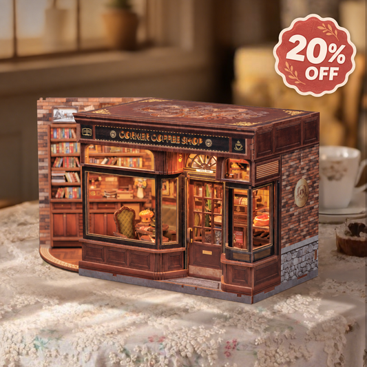 CUTEBEE DIY Dollhouse Kit | CORNER COFFEE SHOP