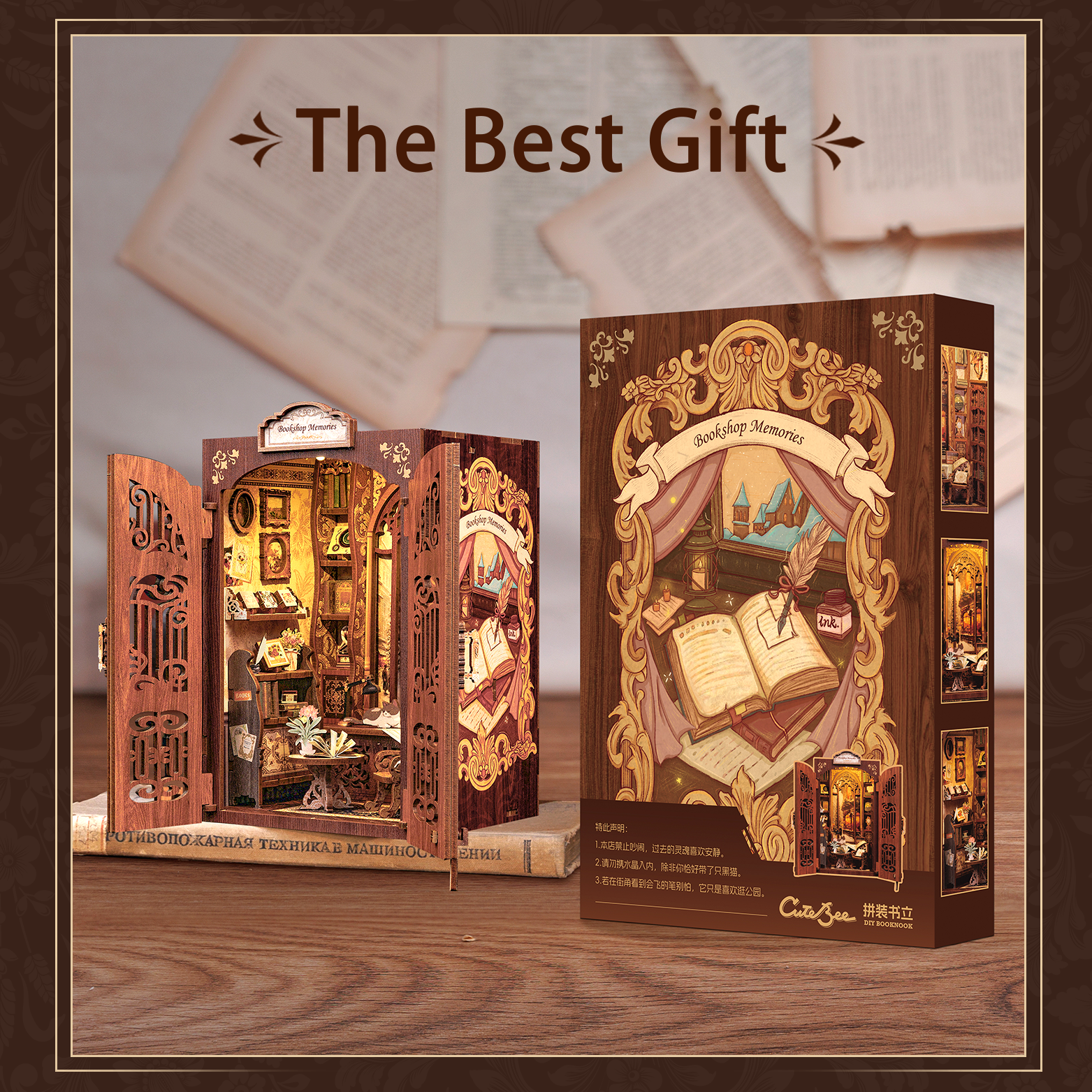 CUTEBEE DIY Book Nook Kit(Bookshop Memories)