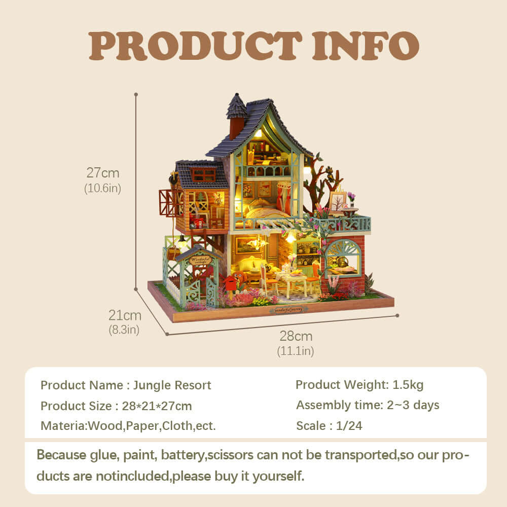 CUTEBEE 1:24 DIY Dollhouse Kit ( Jungle Resort)