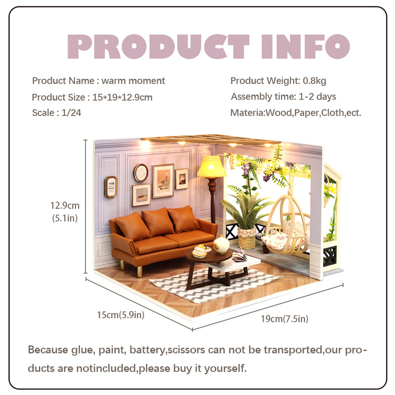 CUTEBEE  1: 24 DIY Dollhouse Kit (Warm Moment)