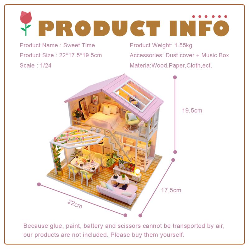 CUTEBEE 1: 24 DIY Dollhouse Kit (Sweet Time)