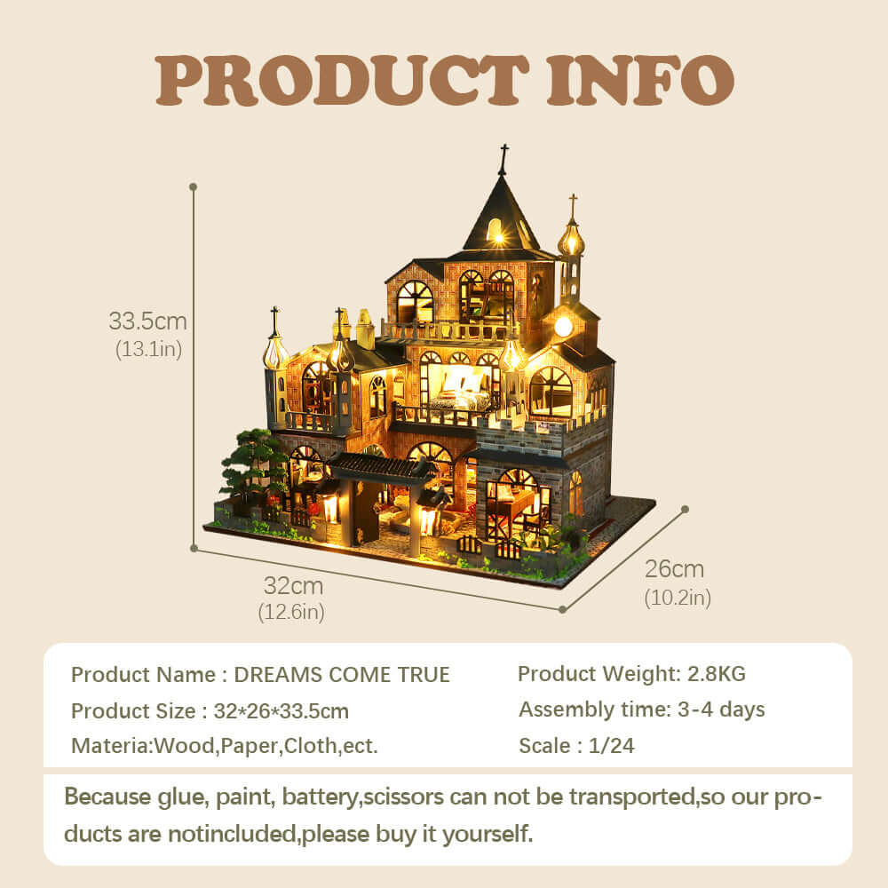 CUTEBEE 1:24 DIY Dollhouse Kit ( DREAMS COME TRUE)