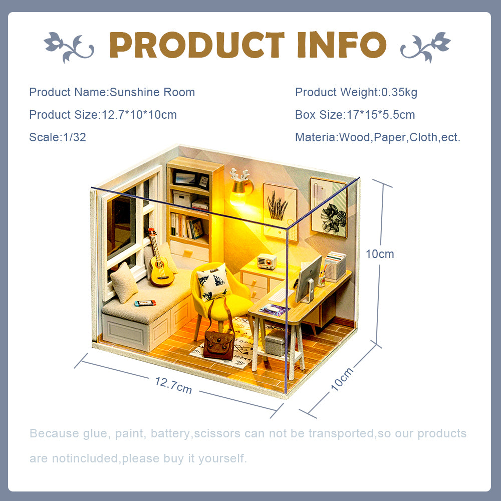 CUTEBEE 1:24 DIY Dollhouse Kit ( Sunshine Room)