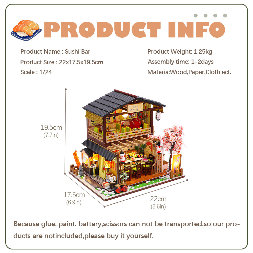 CUTEBEE 1: 24 DIY Dollhouse Kit（Gubbion & Sushi）