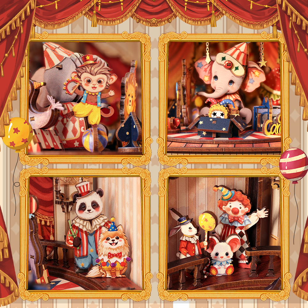 CUTEBEE DIY Wooden Music Box | Animal Carnival