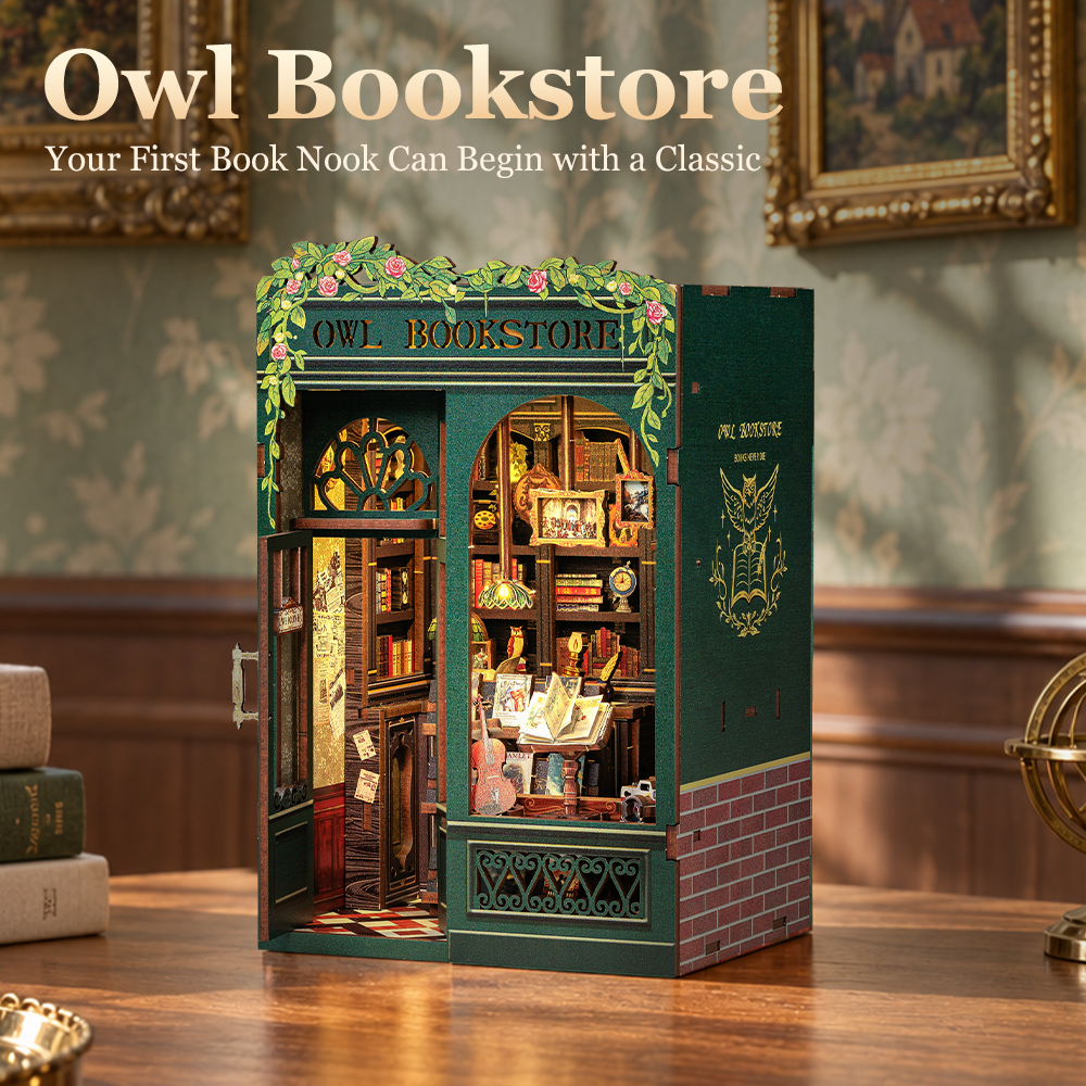 CUTEBEE DIY Book Nook Kit | Owl Bookstore
