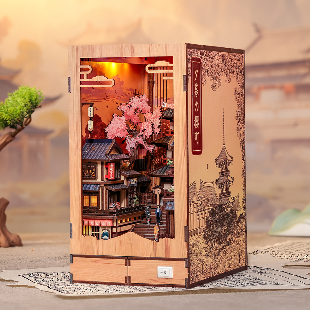 CUTEBEE DIY Book Nook Kit | Twilight Sakura Path