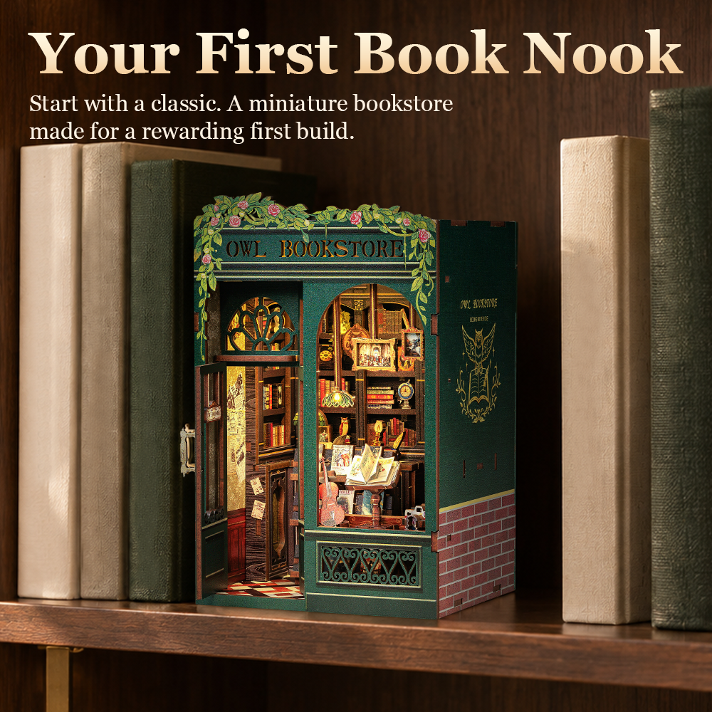 CUTEBEE DIY Book Nook Kit | Owl Bookstore