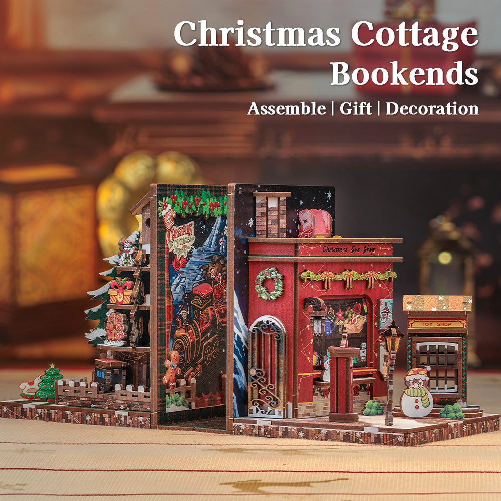 CUTEBEE DIY Bookends Kit (Christmas Cottage)