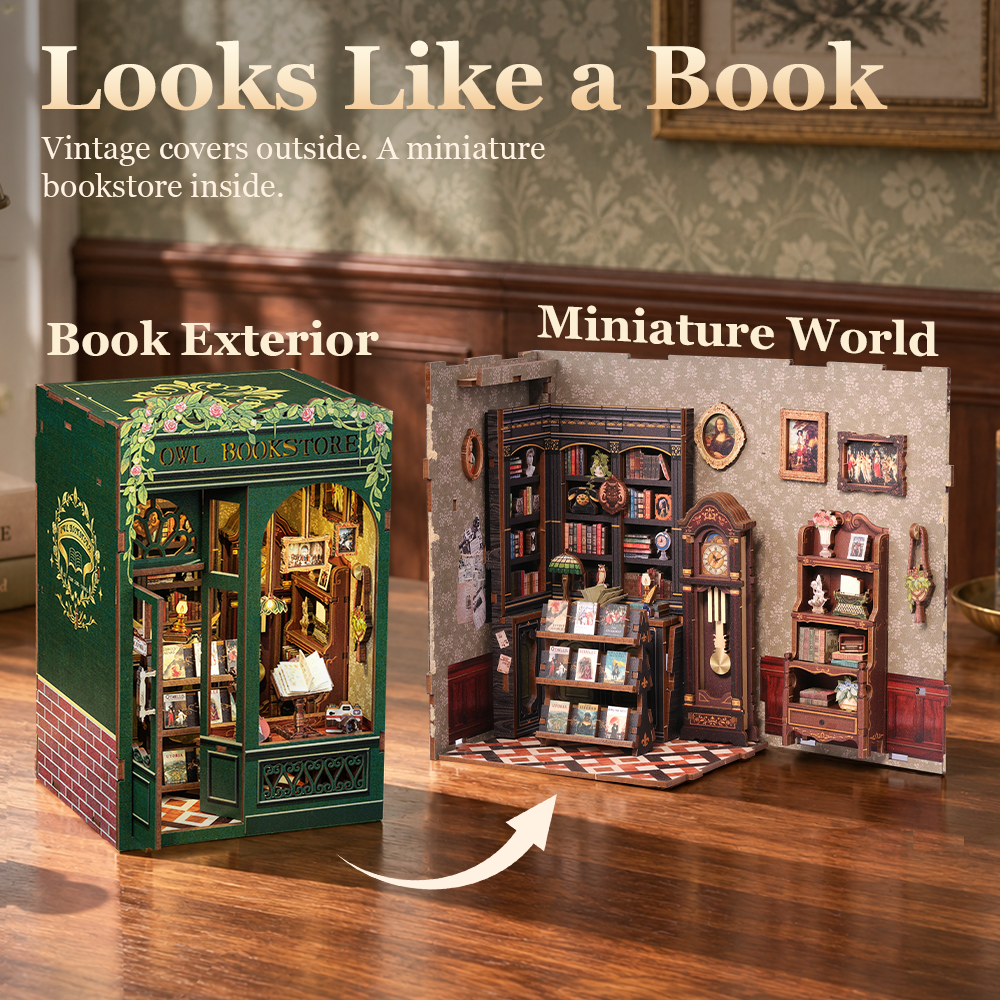 CUTEBEE DIY Book Nook Kit | Owl Bookstore