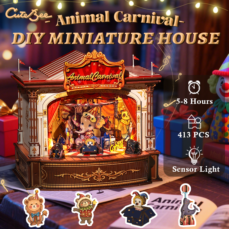CUTEBEE DIY Wooden Music Box | Animal Carnival