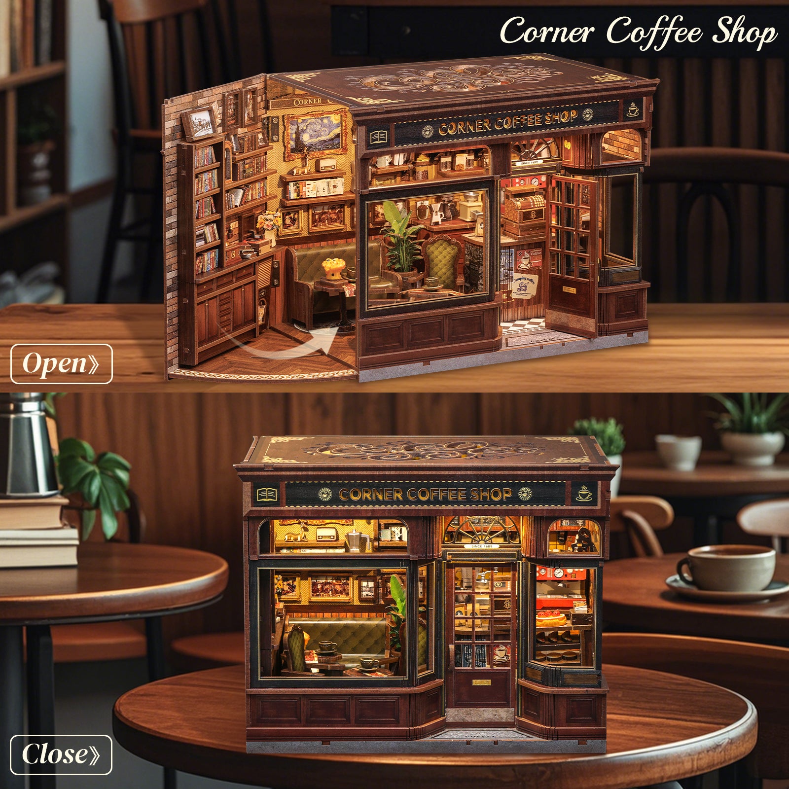 CUTEBEE DIY Dollhouse Kit | CORNER COFFEE SHOP