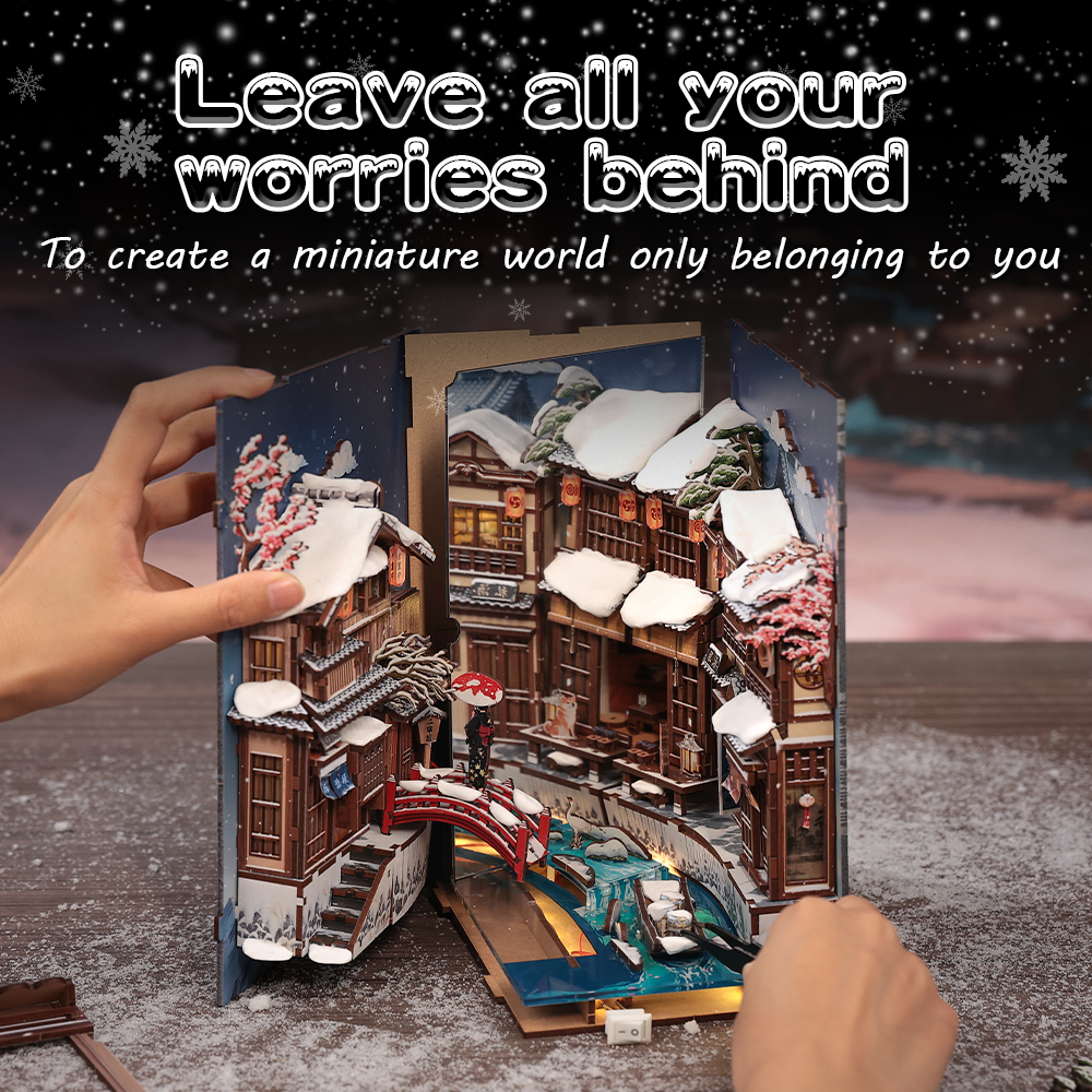 CUTEBEE DIY Book Nook Kit | Kyoto Snow Whisper