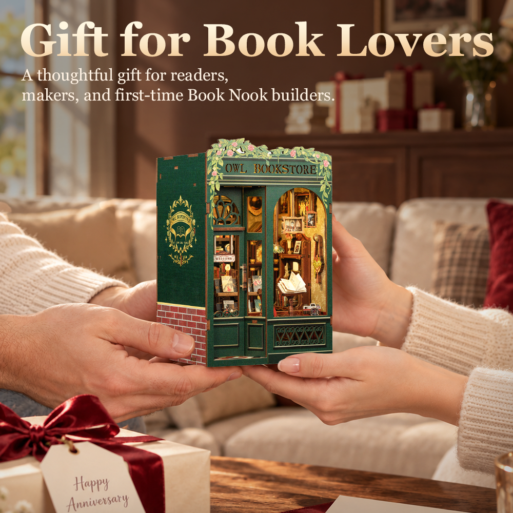 CUTEBEE DIY Book Nook Kit | Owl Bookstore