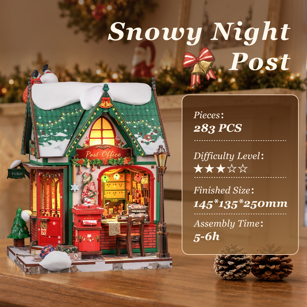 CUTEBEE DIY Miniature House | Snowy Night Post