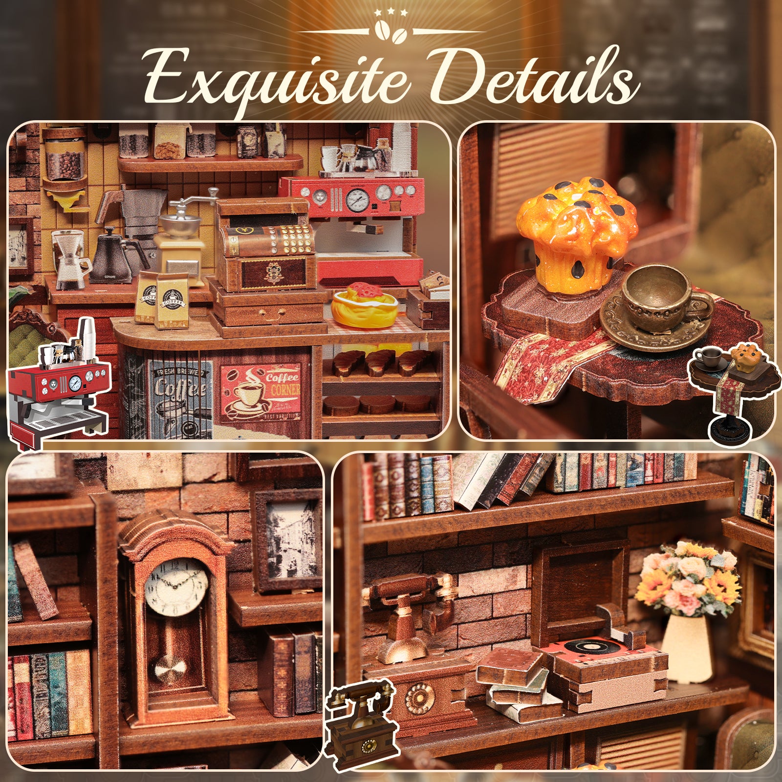 CUTEBEE DIY Dollhouse Kit | CORNER COFFEE SHOP