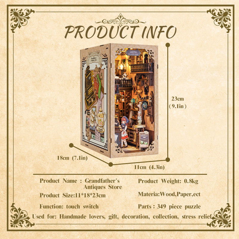 CUTEBEE DIY Book Nook Kit(Grandfather’s Antique Store)