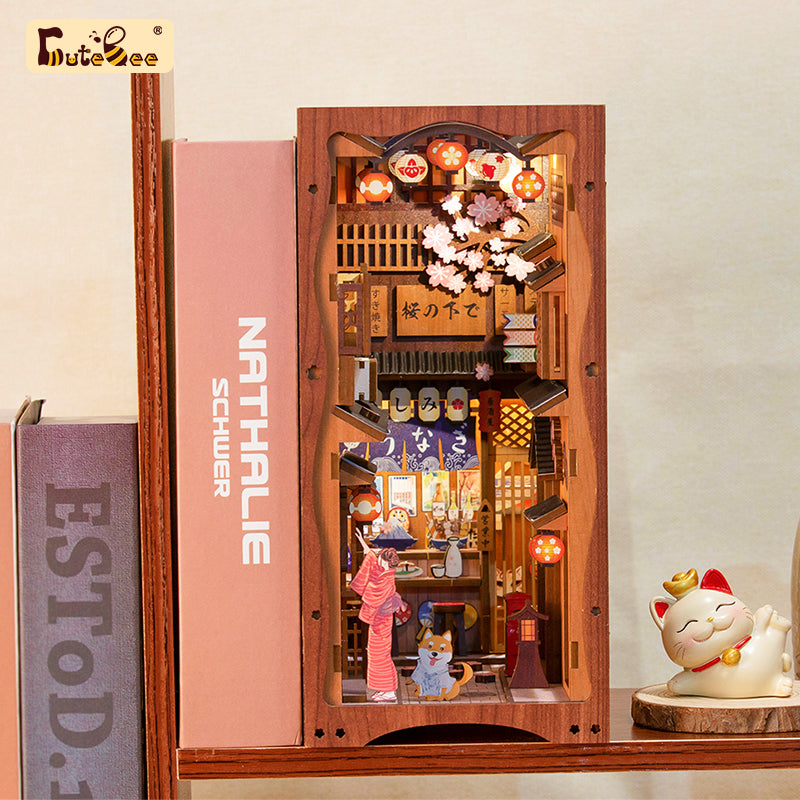 CUTEBEE DIY Book Nook Kit (Under the Sakura Tree)