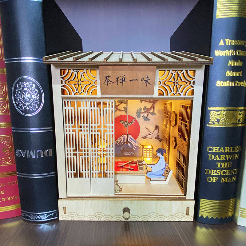 CUTEBEE DIY Book Nook Kit(Zen Tea Blindly)