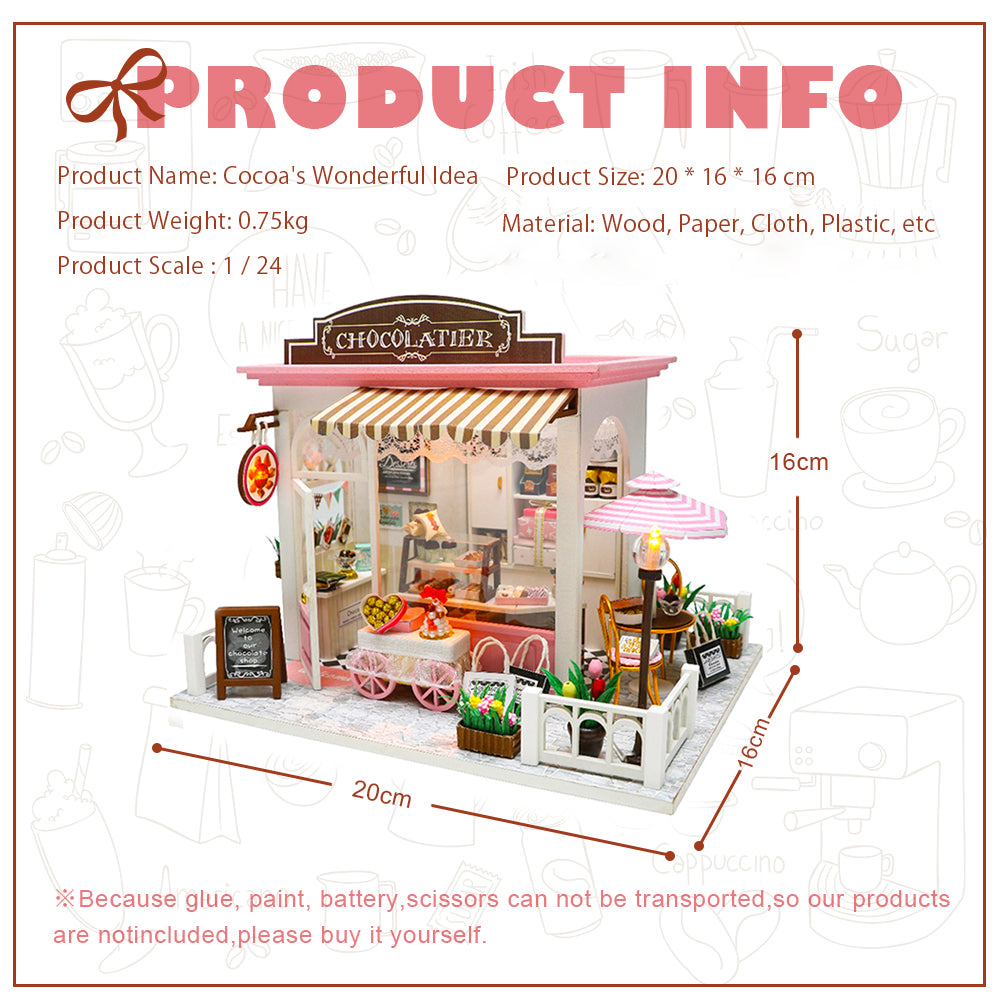 CUTEBEE 1: 24 DIY Dollhouse Kit (Cocoa's Wonderful ldea)