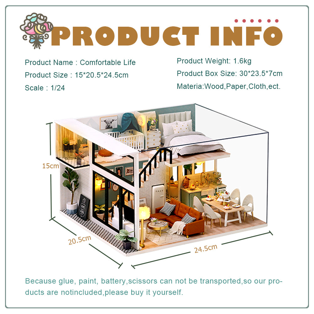 CUTEBEE 1: 24 DIY Dollhouse Kit (Comfortable Life)