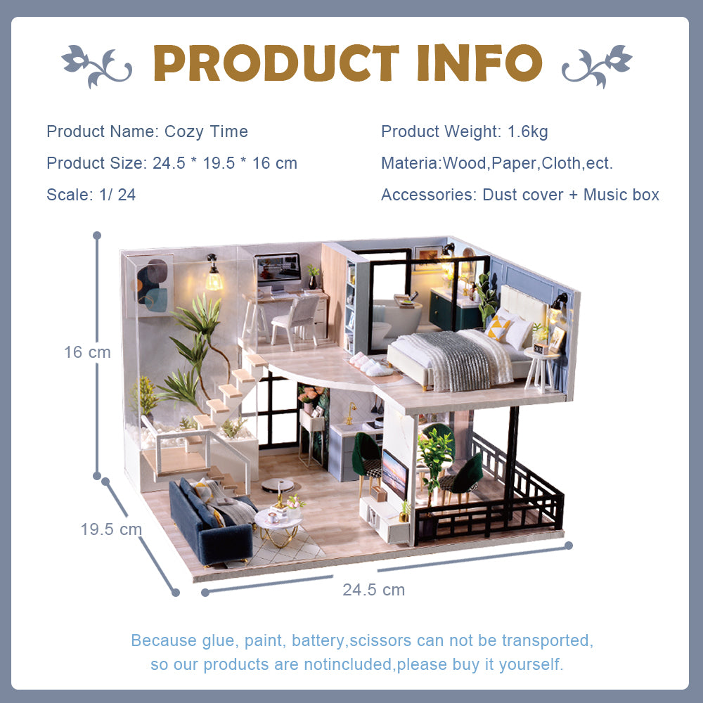 CUTEBEE 1: 24 DIY Dollhouse Kit (Cozy Time)