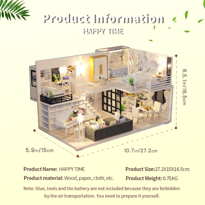 CUTEBEE 1: 24 DIY Dollhouse Kit (Happy Time)